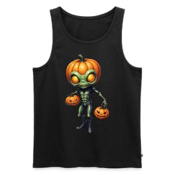 Alien with pumpkin heads Halloween - Men's Premium Organic Tank Top - black - Front - AI Model Male 178 light (178cm)