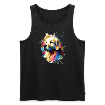 Bunter Hund Kunstwerk Hunde - Männer Premium Bio Tank Top - Schwarz - Vorne - AI Model Male 178 light (178cm)