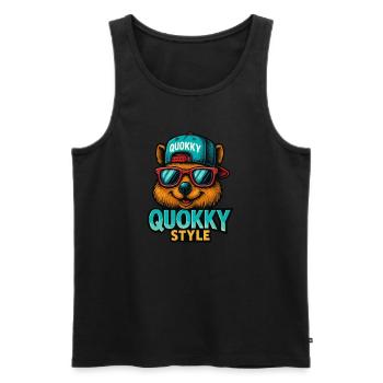 QUOKKY STYLE - Débardeur bio Premium Homme - noir - Devant - AI Model Male 178 light (178cm)