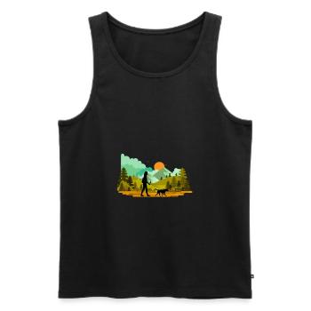 Wandern mit Hund Wald Natur - Männer Premium Bio Tank Top - Schwarz - Vorne - Michal (187cm)
