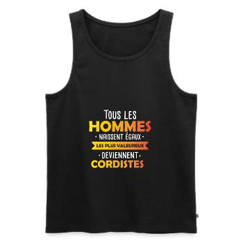 Cadeau Humour Original Cordiste / Escalade - Débardeur bio Premium Homme - noir - Devant - Michal (187cm)