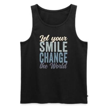 Let your smile change the world block colored - Men's Premium Organic Tank Top - black - Front - AI Model Male 178 light (178cm)