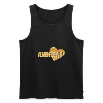 Gift for Andreas - Men's Premium Organic Tank Top - black - Front - AI Model Male 178 light (178cm)