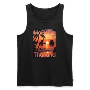 Vacances d’été à Mai Khao Beach, Phuket - Débardeur bio Premium Homme - noir - Devant - Michal (187cm)