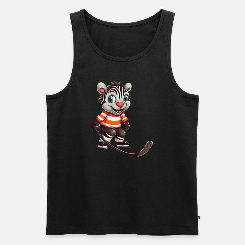 Comic Zebra Eishockey Eishockeyspieler - Männer Premium Bio Tank Top - Schwarz