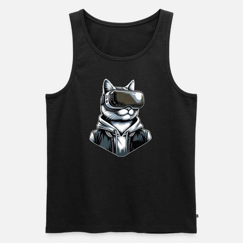 Katze VR-Brille Virtual Reality - Männer Premium Bio Tank Top - Schwarz