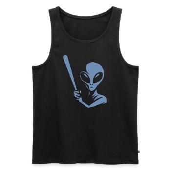 Alien Baseball Player Silhouette Minimalist - Men's Premium Organic Tank Top - black - Front - Michal (187cm)