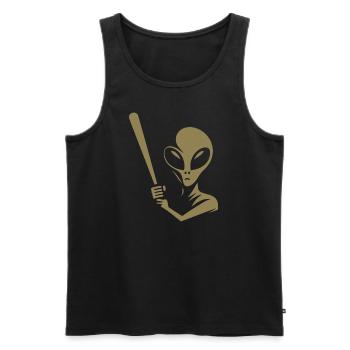 Alien Baseball Player Silhouette Minimalist - Men's Premium Organic Tank Top - black - Front - Michal (187cm)