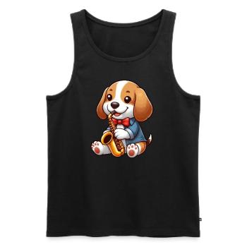 Beagle Saxofonist Jazz Musik - Männer Premium Bio Tank Top - Schwarz - Vorne - Michal (187cm)