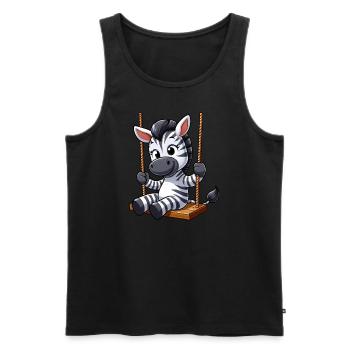 Mignon zèbre balançoire dessin animé aire de jeux - Débardeur bio Premium Homme - noir - Devant - Michal (187cm)