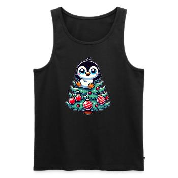 Lustiger Pinguin Tannenbaum Weihnachtsfest - Männer Premium Bio Tank Top - Schwarz - Vorne - Michal (187cm)