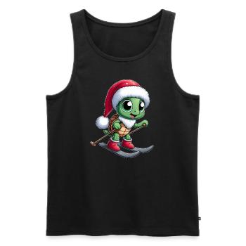 Christmas Turtle Santa Skier Winterspor - Men's Premium Organic Tank Top - black - Front - AI Model Male 178 light (178cm)