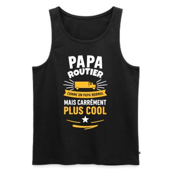 Papa routier – plus cool qu’un papa normal - Débardeur bio Premium Homme - noir - Devant - Michal (187cm)