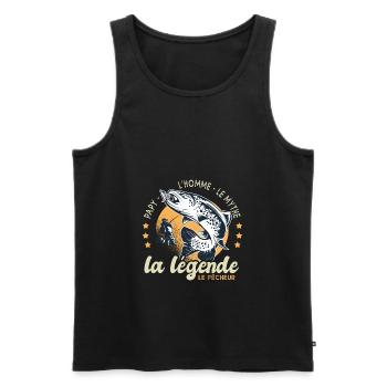 papy homme mythe légende pêche cadeau papi pêcheur - Débardeur bio Premium Homme - noir - Devant - Michal (187cm)