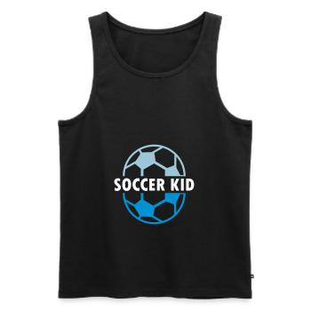Soccer kid (two halves of football) - Men's Premium Organic Tank Top - black - Front - AI Model Male 178 light (178cm)