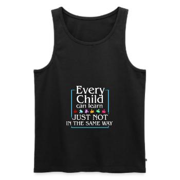 Autism Saying Awareness Day - Men's Premium Organic Tank Top - black - Front - AI Model Male 178 light (178cm)