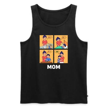 Muttertag Cartoon Design - Männer Premium Bio Tank Top - Schwarz - Vorne - Michal (187cm)