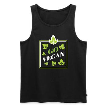Un design Go Vegan pour de fiers végétaliens - Débardeur bio Premium Homme - noir - Devant - AI Model Male 178 light (178cm)