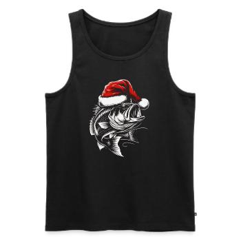 Perch Fishing Christmas - Men's Premium Organic Tank Top - black - Front - Michal (187cm)