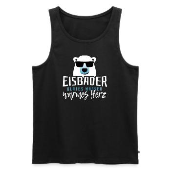 Eisbader kaltes Wasser warmes Herz Eisbaden Eisbad - Männer Premium Bio Tank Top - Schwarz - Vorne - AI Model Male 178 light (178cm)