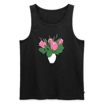 roses motif floral fleur fleur de rose florale - Débardeur bio Premium Homme - noir - Devant - AI Model Male 178 light (178cm)