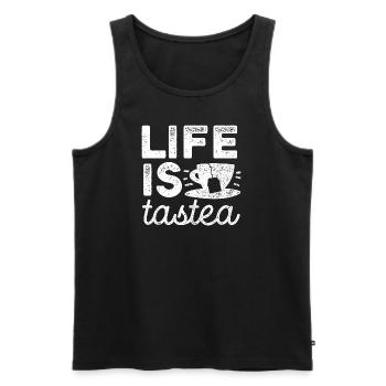Life is tastea - Tea - Tea Drinker Gift - Men's Premium Organic Tank Top - black - Front - Michal (187cm)