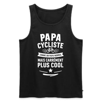 Papa cycliste – plus cool qu’un papa normal - Débardeur bio Premium Homme - noir - Devant - Michal (187cm)