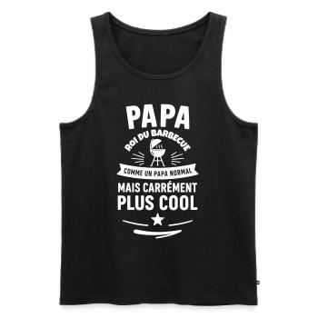 Papa roi du barbecue – idée fête des pères - Débardeur bio Premium Homme - noir - Devant - Michal (187cm)