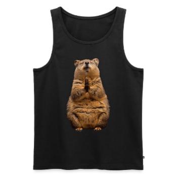 Quokka - Männer Premium Bio Tank Top - Schwarz - Vorne - AI Model Male 178 light (178cm)