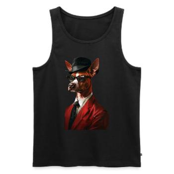 Basenji - Männer Premium Bio Tank Top - Schwarz - Vorne - AI Model Male 178 light (178cm)