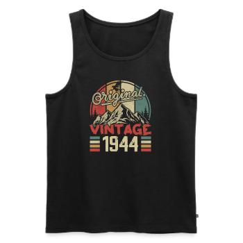 Jahrgang 1944 Retro Geburtstagsgeschenk Geboren 1944 - Männer Premium Bio Tank Top - Schwarz - Vorne - Michal (187cm)