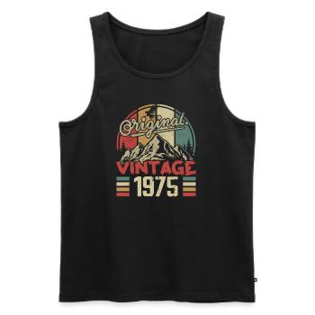 Vintage 1975 Retro Cadeau Anniversaire Né En 1975 - Débardeur bio Premium Homme - noir - Devant - Michal (187cm)