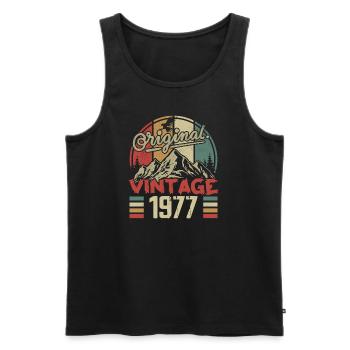 Vintage 1977 Retro Cadeau Anniversaire Né En 1977 - Débardeur bio Premium Homme - noir - Devant - Michal (187cm)