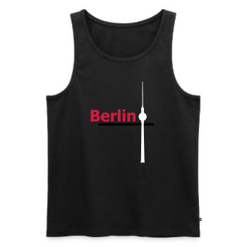 Berlin Hauptstadt Deutschland Fernsehturm Berliner - Männer Premium Bio Tank Top - Schwarz - Vorne - Michal (187cm)