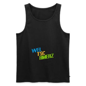 weltschmerz spruch wort motto - Männer Premium Bio Tank Top - Schwarz - Vorne - AI Model Male 178 light (178cm)