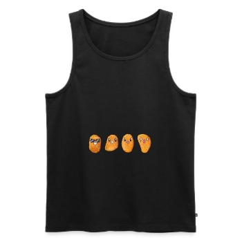 Drôle heureux heureux en colère manger des nuggets de poulet - Débardeur bio Premium Homme - noir - Devant - Michal (187cm)