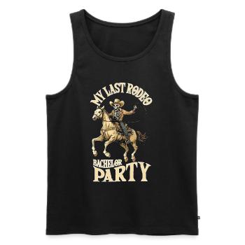 JGA My Last Rodeo - Bachelor Party JGA - Men's Premium Organic Tank Top - black - Front - AI Model Male 178 light (178cm)