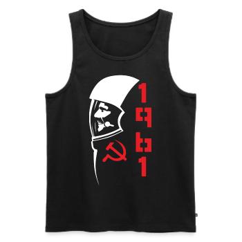 Gagarin 1961 - Männer Premium Bio Tank Top - Schwarz - Vorne - Michal (187cm)