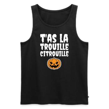 T'as la trouille citrouille - Débardeur bio Premium Homme - noir - Devant - Michal (187cm)