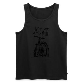 Liebe dein Bike: Stylisches Shirt für MTB-Ladys! - Männer Premium Bio Tank Top - Schwarz - Vorne - Michal (187cm)