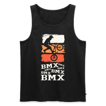 BMX Fahrrad Biker Stunt Trick Freestyle Vintage - Männer Premium Bio Tank Top - Schwarz - Vorne - Michal (187cm)