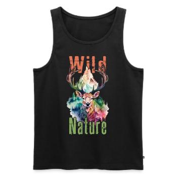 Deer Antlers Animal Forest Wilderness Mountains Wild Nature - Men's Premium Organic Tank Top - black - Front - Michal (187cm)