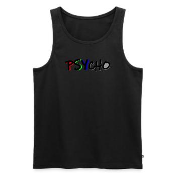PSYcho Schriftzug Goa Psy Progressive Trance Musik - Männer Premium Bio Tank Top - Schwarz - Vorne - AI Model Male 178 light (178cm)