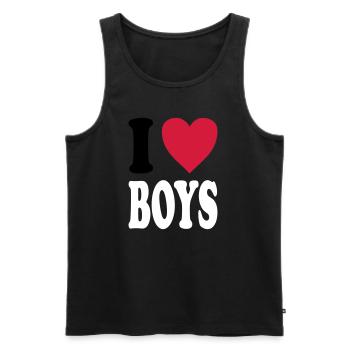 J'adore BOYS - Débardeur bio Premium Homme - noir - Devant - AI Model Male 178 light (178cm)