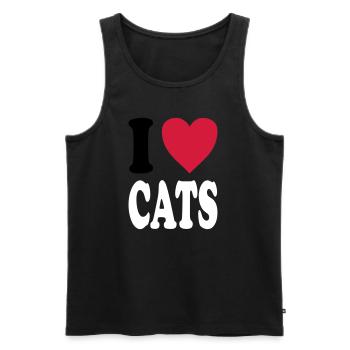 I love CATS - Men's Premium Organic Tank Top - black - Front - AI Model Male 178 light (178cm)