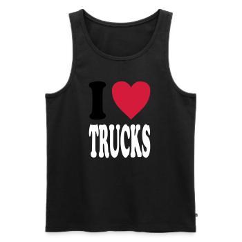 J'adore TRUCKS (couleurs au choix!) - Débardeur bio Premium Homme - noir - Devant - AI Model Male 178 light (178cm)
