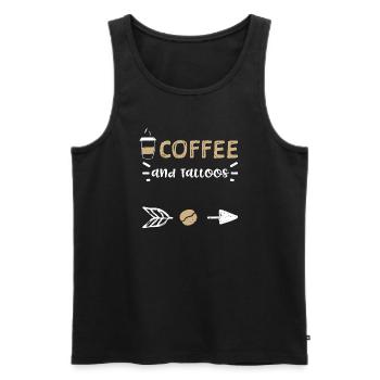 Café et tatouages - Café - Débardeur bio Premium Homme - noir - Devant - Michal (187cm)