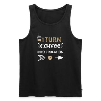 I Turn Coffee Into Education - Men's Premium Organic Tank Top - black - Front - Michal (187cm)