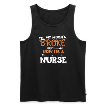 My Broom Broke So Now I'm A Nurse - Männer Premium Bio Tank Top - Schwarz - Vorne - AI Model Male 178 light (178cm)