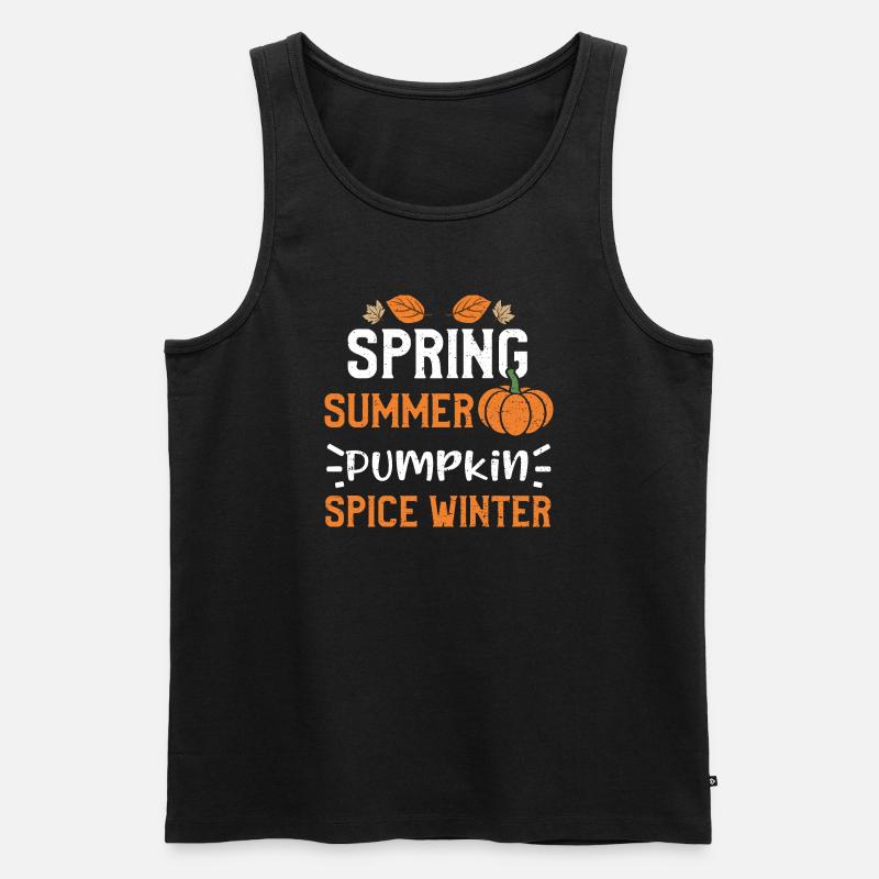 Spring Summer Pumpkin Spice Winter - Männer Premium Bio Tank Top - Schwarz